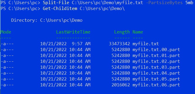 split large text file into multiple files powershell